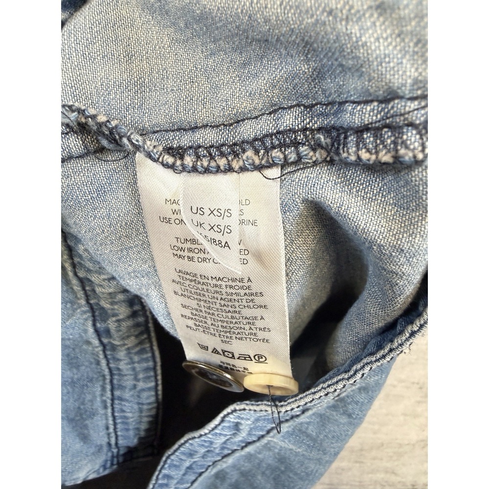 Anthropologie Pilcro Kimono Chambray Jacket XS/S Blue Hooded Oversized Boho - Picture 5 of 8